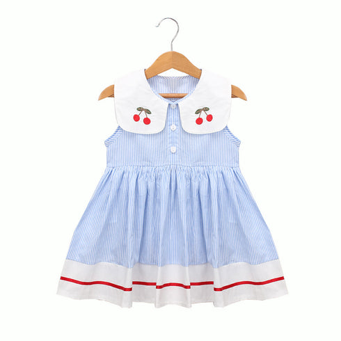 Summer Children's Clothing Girls' Doll Collar Striped Dress Sleeveless Vest Skirt