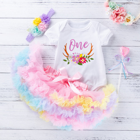 New Summer Baby Girl Birthday Outfit Hair Belt Ha Dress Princess Skirt Three-piece Set