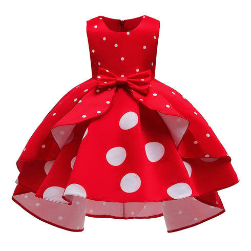 Girl's Wave Dot Vintage Dress Children's Princess Dress Dress