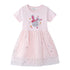 Girls' Dress Spring And Summer European And American Style Cartoon Embroidered Mesh Dress