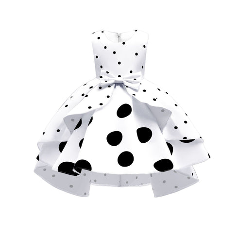 Girl's Wave Dot Vintage Dress Children's Princess Dress Dress