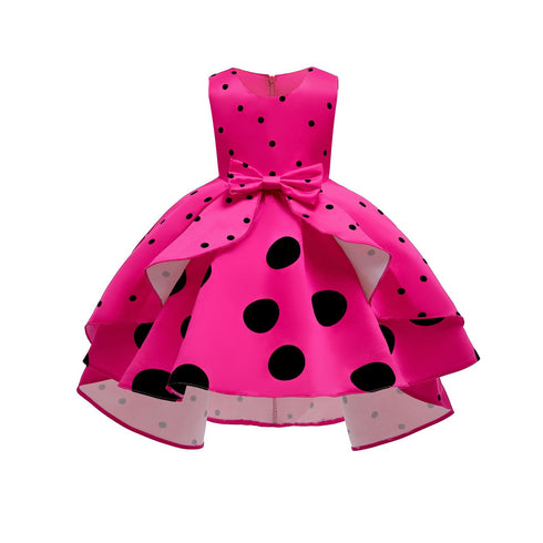Girl's Wave Dot Vintage Dress Children's Princess Dress Dress