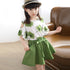 Summer New Girls Top Shorts Set Maple Leaf Print Two-piece Cute Fashion