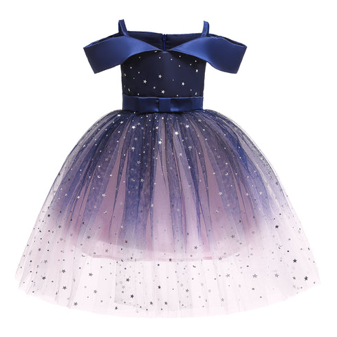 Girl's Mesh Paggy Dress Summer European And American Dress Princess Dress