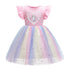 Girl's Rainbow Mesh Dress Knit Unicorn Princess Dress