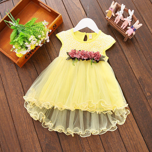 Summer New Girl Waist Flower Princess Dress Baby Girl Dress Fishtail Skirt