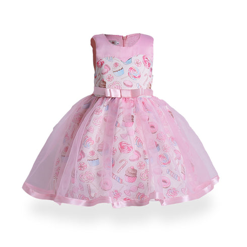 Girls Printed Princess Dress Children's Clothing Dress Dress Unkempt Dress New European And American Dress