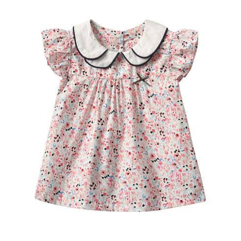 Girl Baby Summer Small Broken Flower Doll Collar Princess Skirt