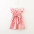 Summer New Girl's Back Bow Dress Backless Fly Sleeve Plaid Princess Dress