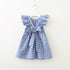 Summer New Girl's Back Bow Dress Backless Fly Sleeve Plaid Princess Dress