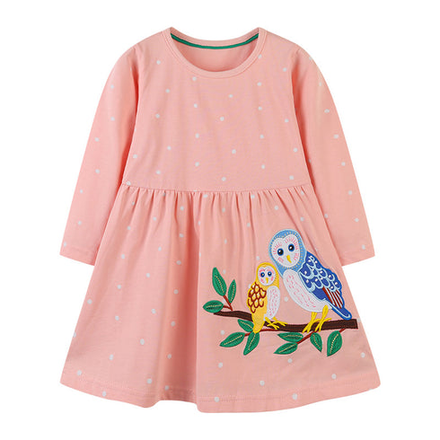 Autumn New Girl Princess Dress European And American Style Girl Long Sleeve Dress Knitted Cotton Embroidered Children's Dress