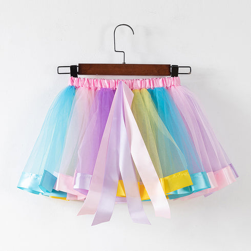 Summer New New Upgrade Plus Lined Mesh Rainbow Skirt Girl Skirt