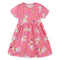 European And American Style Girls Short Sleeve Dress Summer Knitted Cotton Cartoon Round Neck Princess Dress Cute Printed Children's Dress