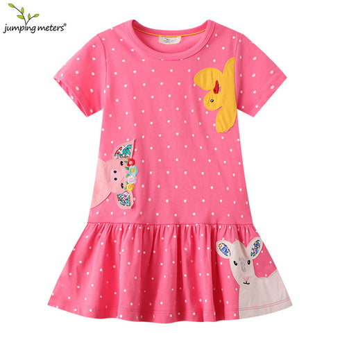 Short Sleeve Knitted Cotton Girl Dress Cartoon Cute Children's Dress