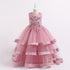 Flower Princess Dress Lace Beaded Multi-Layer Satin