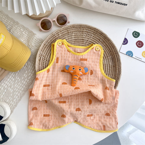 Summer New Baby Boy Cartoon Jumpsuit Boy Climbing Suit Ha Cute Fashion