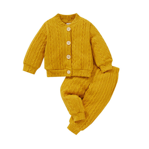 Girls Autumn Winter Cotton Knitted Cardigan Two-Piece Set