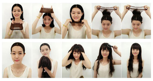 Fashion chemical fiber high temperature silk gradient long curly hair wig headgear