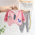 Small Dinosaur Round Neck Baseball Suit Three Piece Set Baby Sports Pants Set