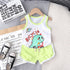 Cartoon round neck sleeveless vest set sports shorts two-piece set