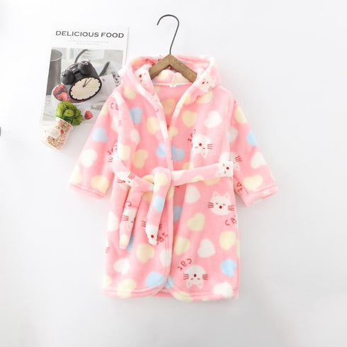 Fall/winter flannel bathrobe padded boys and girls nightgown pajamas