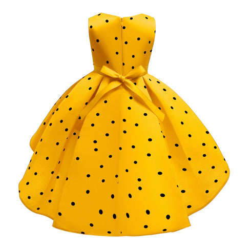 Girl's Wave Dot Vintage Dress Children's Princess Dress Dress
