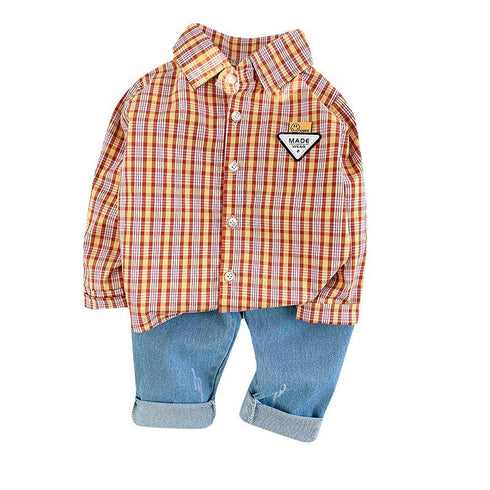 Boys spring and autumn long sleeve suit two-piece set