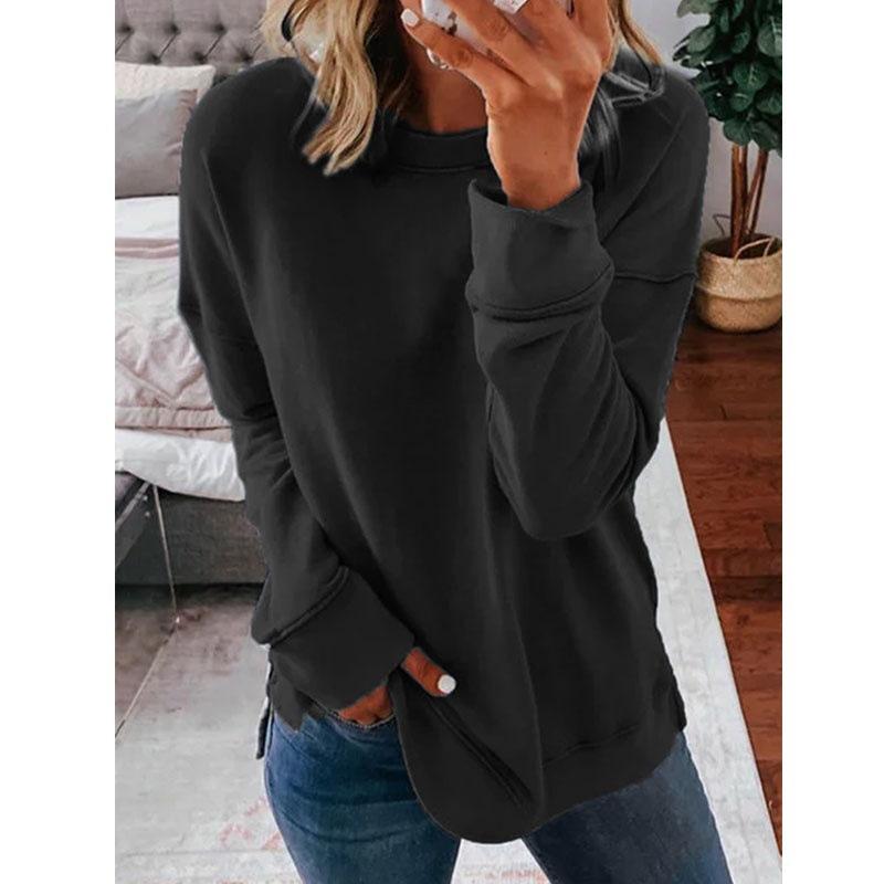 Womens Trendy Tops Autumn and Winter Slim Fashion Top Shirt Solid Color  Long Sleeve High-Neck Casual