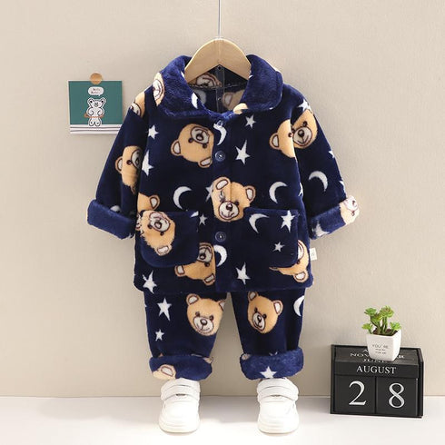Autumn and winter children's home clothes pajamas two-piece set