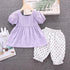 Girls summer short sleeve suit two-piece set