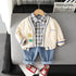Boy's Handsome Long Sleeve Cardigan Jacket Baby Casual Suit