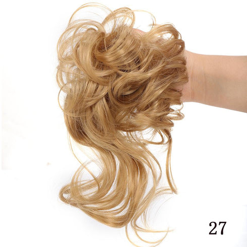 Synthetic bun wig fluffy hair ring ball head