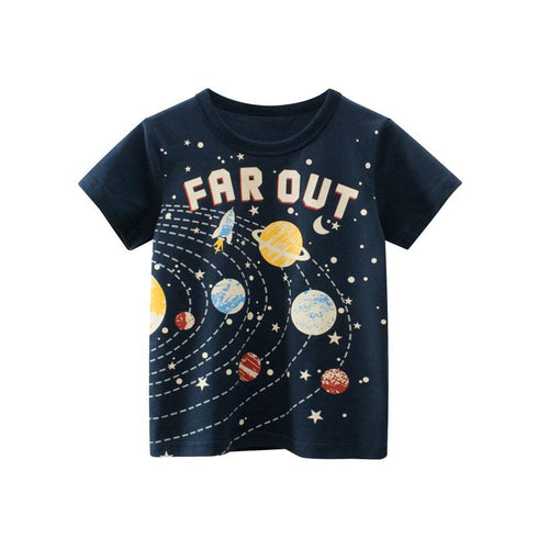 Summer Boys' planet print short sleeve