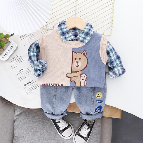 Boys sports suit spring and autumn three-piece set