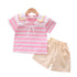Girls Summer Short Sleeve Shorts Two-Piece Set