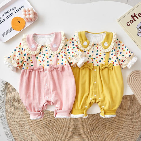 Net Red Baby Autumn Clothes Female Baby Out Clothes Newborn Jumpsuit Spring And Autumn Suit 100 Days One Year Old Climbing Clothes