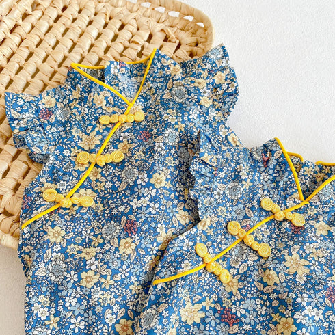 Infant cheongsam cotton sleeveless jumpsuit climbing suit