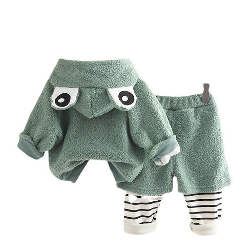 Children's Cashmere Set Warm Winter Dress Two-Piece Set