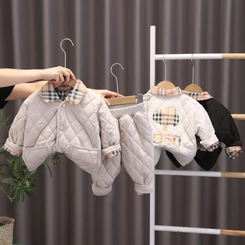 Children's Two-Piece Thin Cotton Clothes in Late Autumn