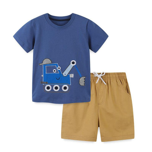 Children's Ambulance Pattern Short Sleeve Suit