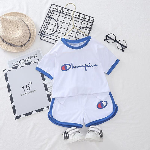 Boys summer short sleeve suit two-piece set