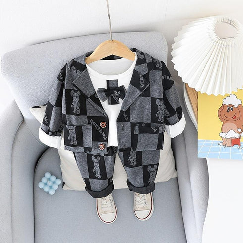 Boys spring and autumn long sleeve three-piece set
