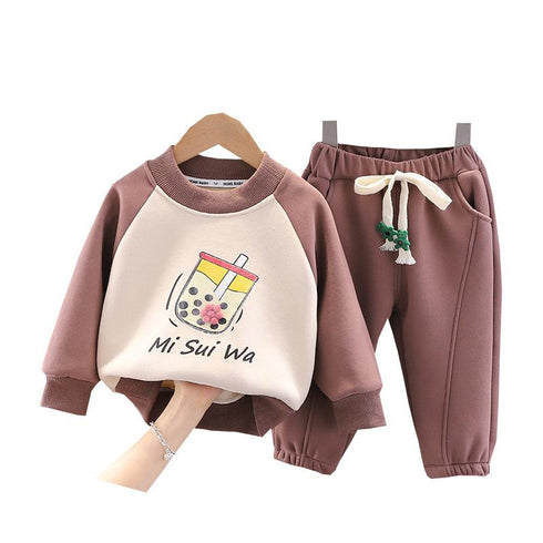 Boys fall/winter plus velvet vests two-piece set