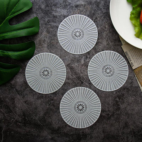 Solid Color Gilded Kaleidoscope Coaster Circular Hollow Geometric Pad