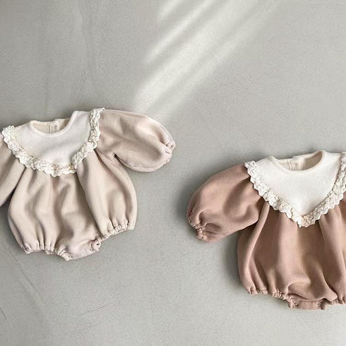 Lace color matching ha sweet jumpsuit climbing suit plus velvet