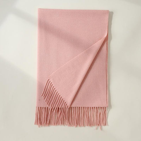 Solid color medium and long warm scarf tassel scarf