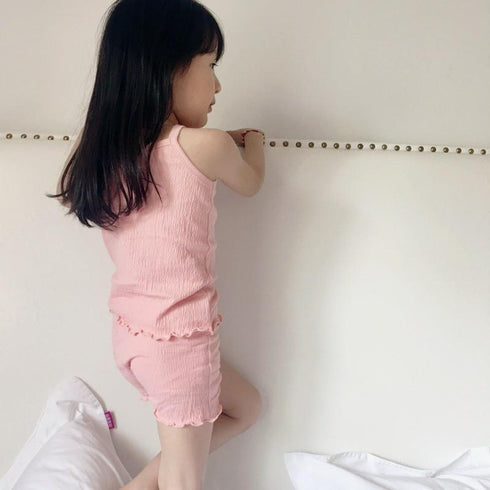 Girls Summer Suspender Shorts Pajama Suit