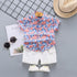 Summer Boys' plant print short sleeve suit