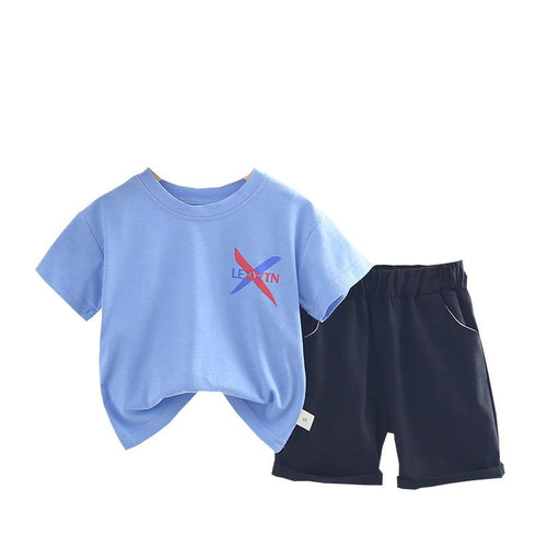 Boys summer suit short sleeve shorts two-piece set