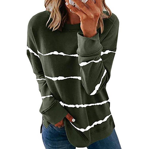 Loose Joker Striped Long Sleeve Sweatshirt